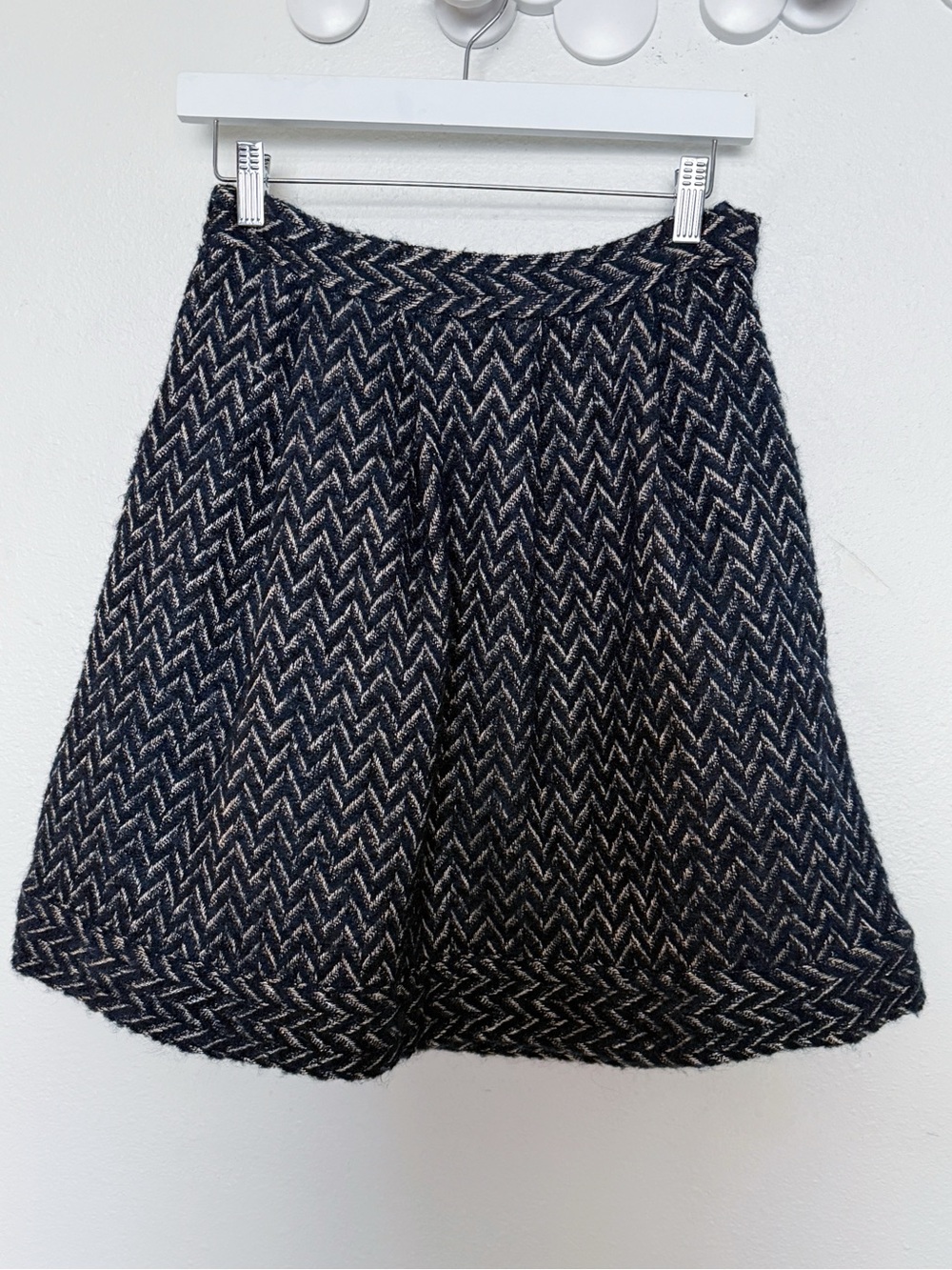 Diane von Furstenberg DVF Wool Mohair Chevron Herringbone A-Line Skirt 4